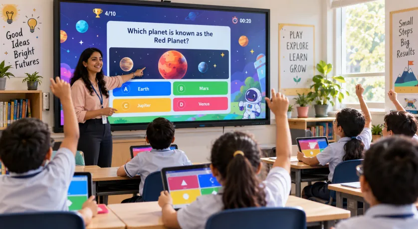 Gamified classroom learning through an interactive smart display