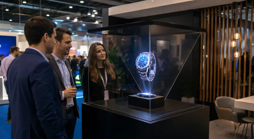 Luxury product hologram display used for trade show brand activation