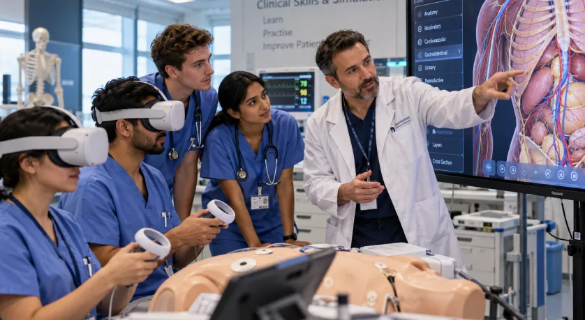 VR-based medical training experience with interactive human anatomy visualization